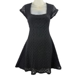 Vintage 90's CEDUXION USA black heavy lace mini dress